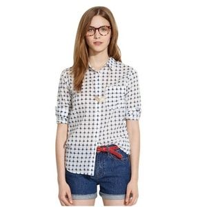 Madewell Graphic Grid Boyshirt Button-down Top